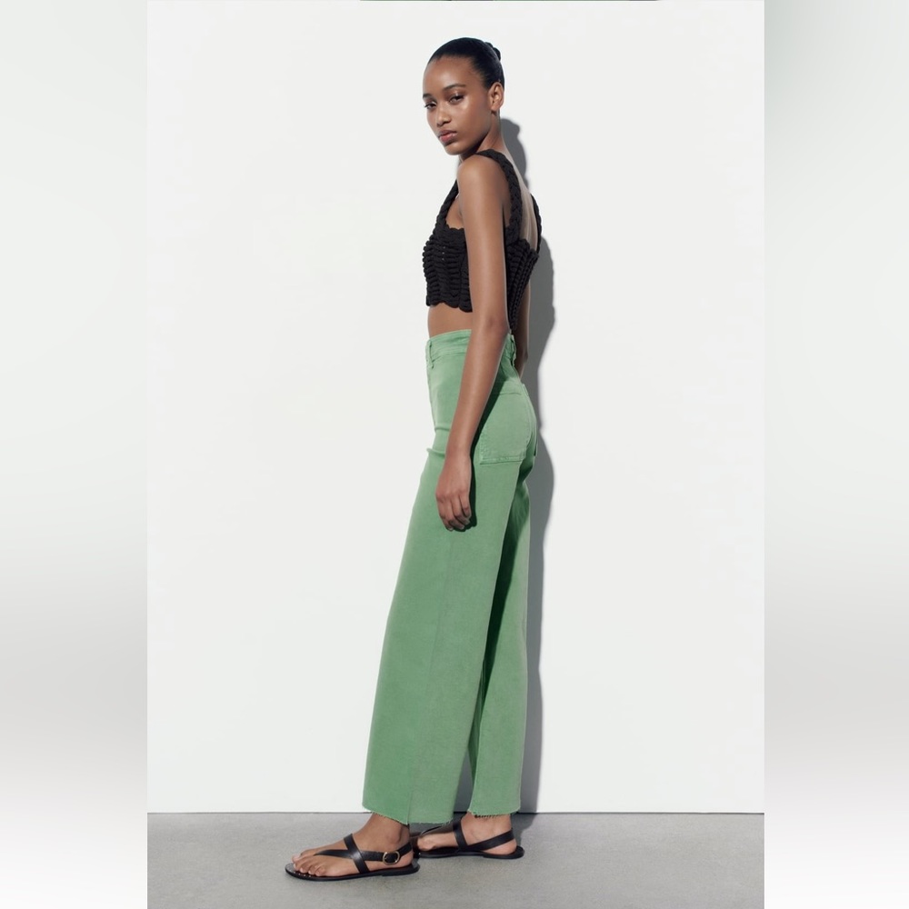 Zara Green Wide-Leg Jeans - Picture 3 of 6